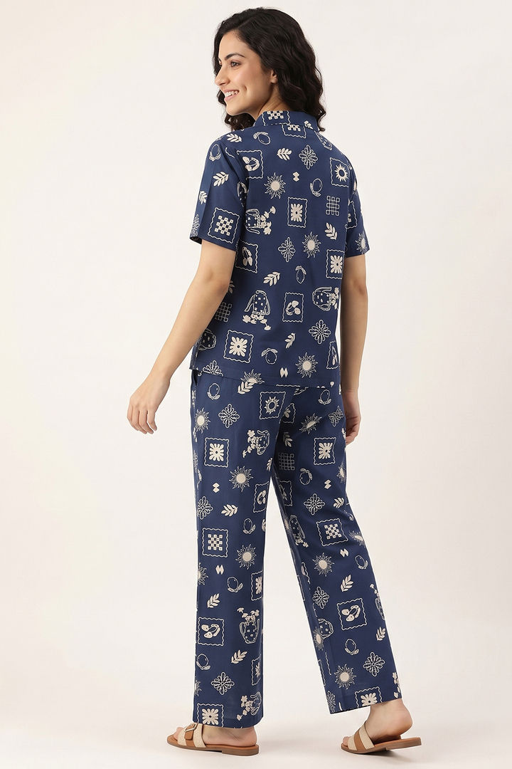 Zivame Knit Poly Loungewear Set - Navy Peony — image 4